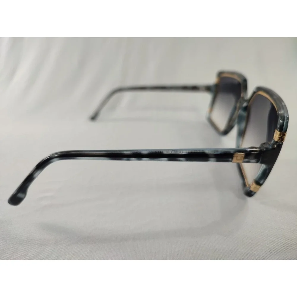 Vintage Ted Lapidus‎ Paris TL 15 09 Sunglasses 1970s France Grey Gold Oversized